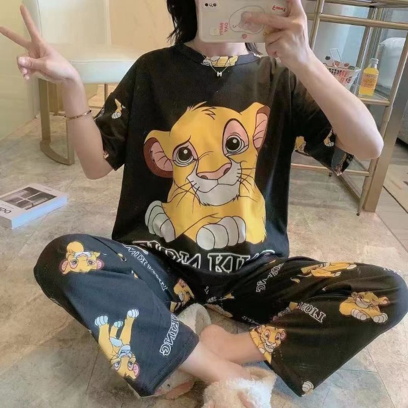 MDLV BAJU TIDUR SET LION KING BLACK CP BAJU TIDUR IMPORT CEWEK BEST SELLER PIYAMA DEWASA FASHION IMPORT