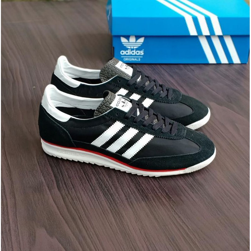 Sepatu Adidas SL72 Black White Red Hitam Putih Strip Merah SL 72 Original