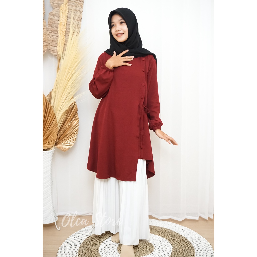 Tunik Vanes Tunik wollycrepe / ITY crepe / dress basic polos Tunik Vanes Ity Crepe Premium, Fashion 