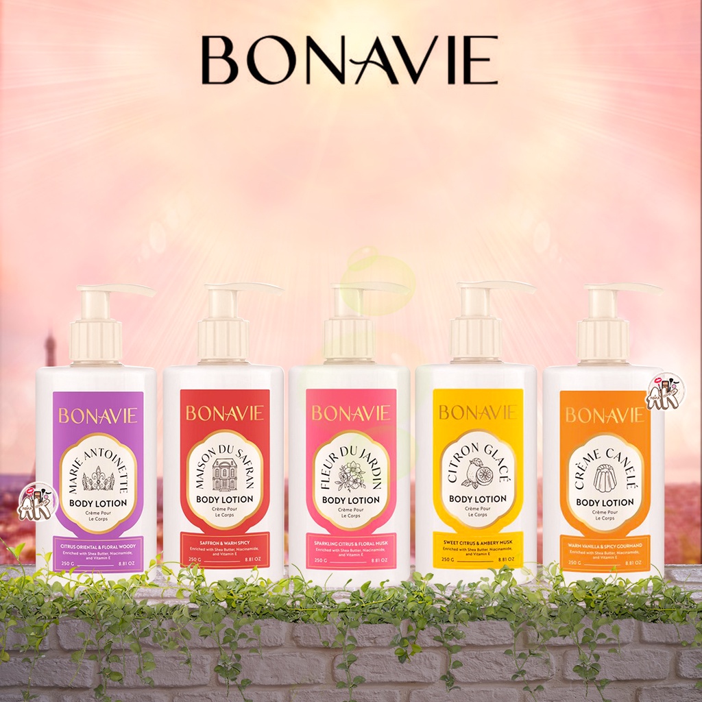 BONAVIE BODY LOTION SERIES 250ML ( CITRO GLACE / CREME CANALE / FLEUR DU JARDIN / MAISON DU SAFRAN / MARIE ANTOINETTE )