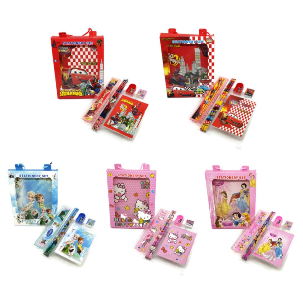 

Stationery Set Paket Alat Tulis Spider Man Hello Kitty Cars Princess