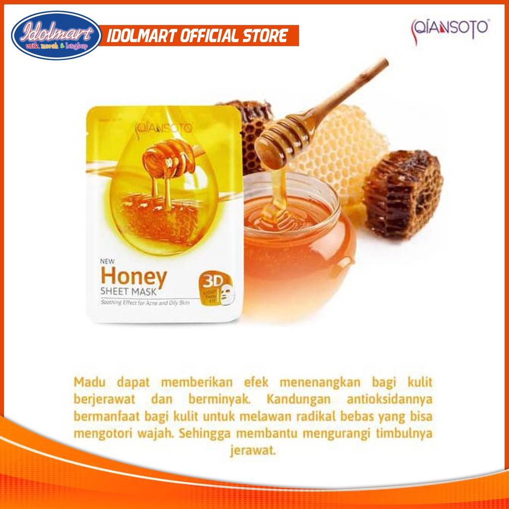 IDOLAKU Masker Qiansoto Honey Sheet Mask Sachet 35 Ml