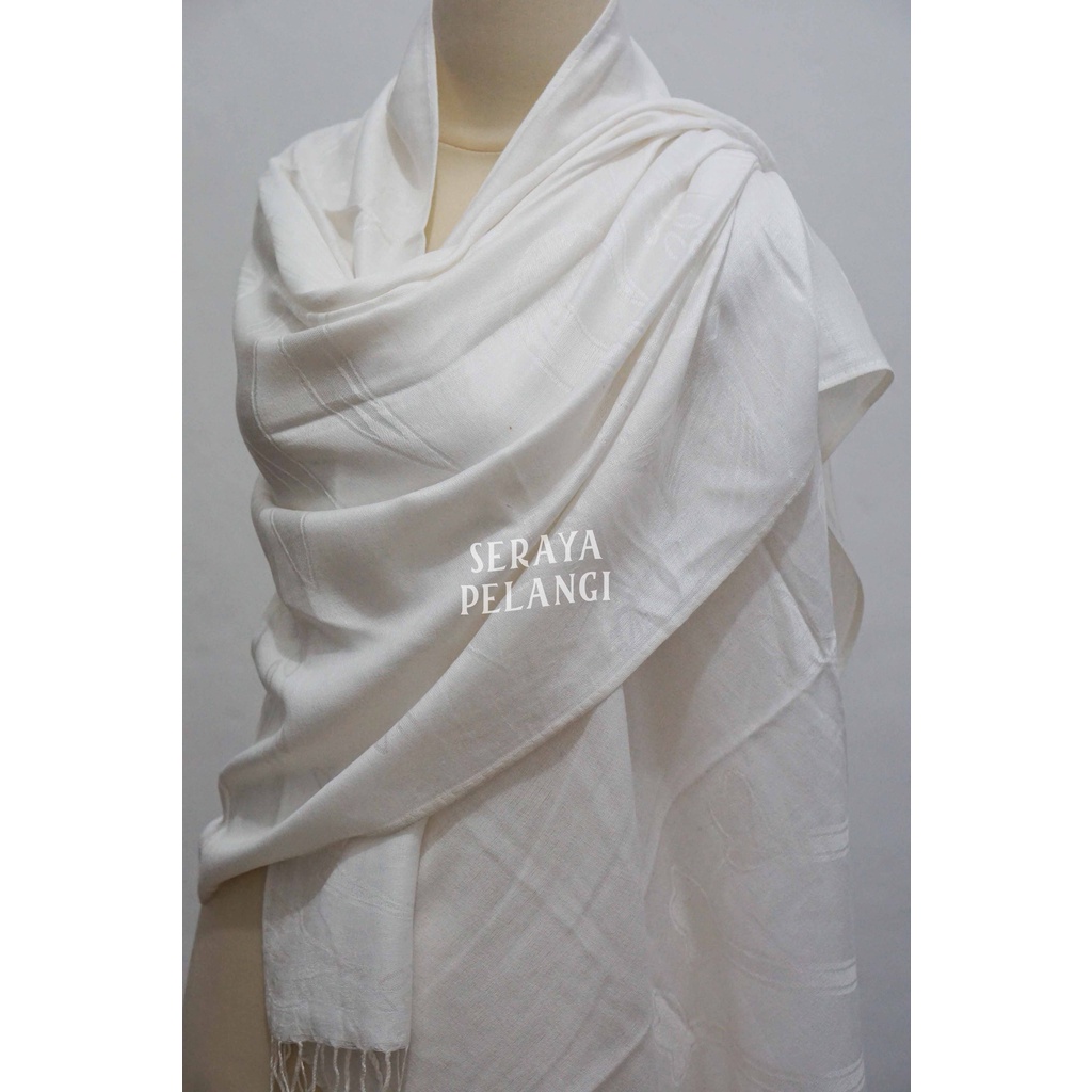 Pashmina Cashmere Bayangan 05 | Motif Bunga | Putih | Selendang | Scarf | Syal | Shawl | Souvenir | Hadiah Ulang Tahun | Birthday Gift | Aksesoris Fashion Wanita | Premium Import Quality | Grosir Murah