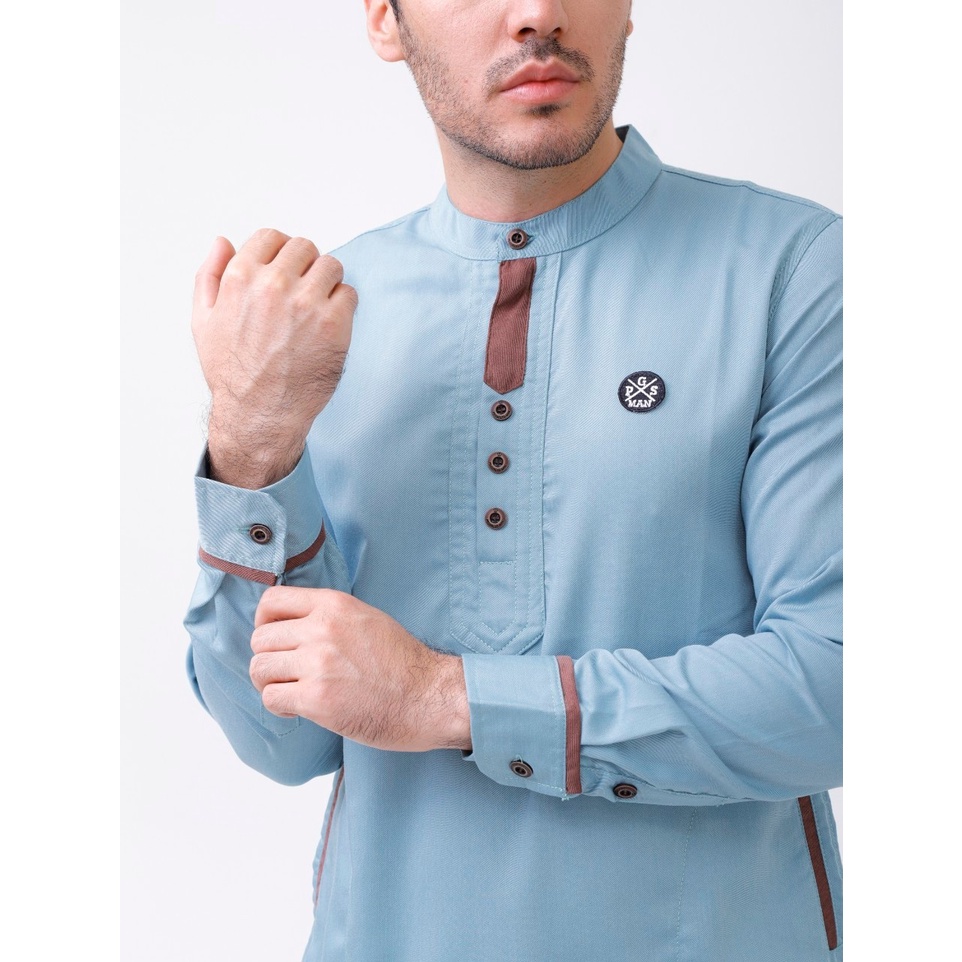 PROGRESS MAN baju koko pria lengan panjang koko kurta pangsi kemeja koko pria lengan panjang koko kurta pangsi baju kurta pangsi dewasa logo bordir Wardah P4N9S109