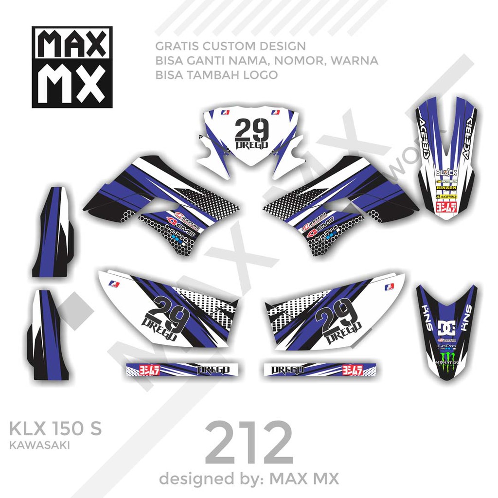 MX-01212 decal klx 150 Biru putih simple