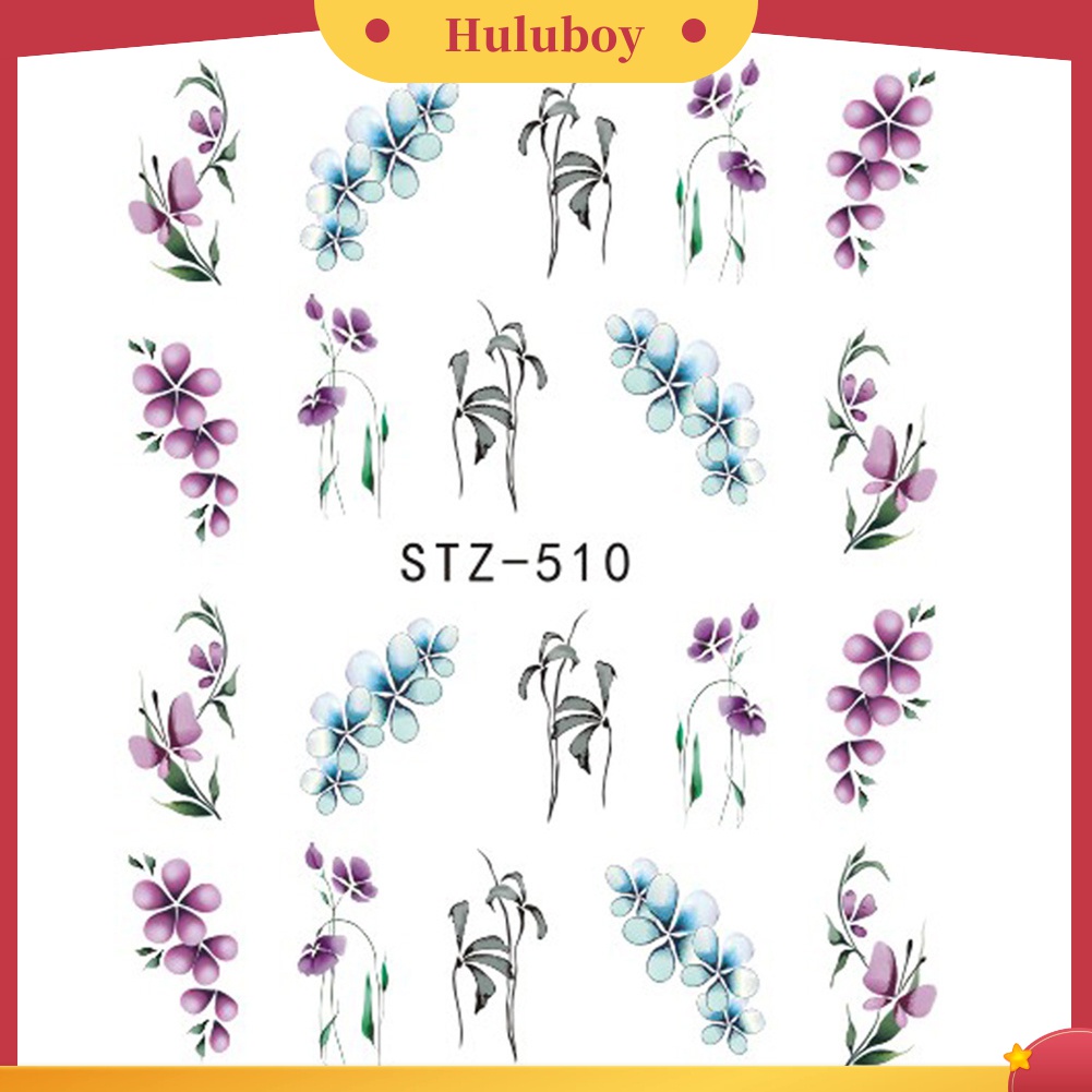 Huluboy Huluboy♡ Stiker Decal Transfer Air Motif Bunga / Kupu-Kupu Vintage Untuk Manicure DIY