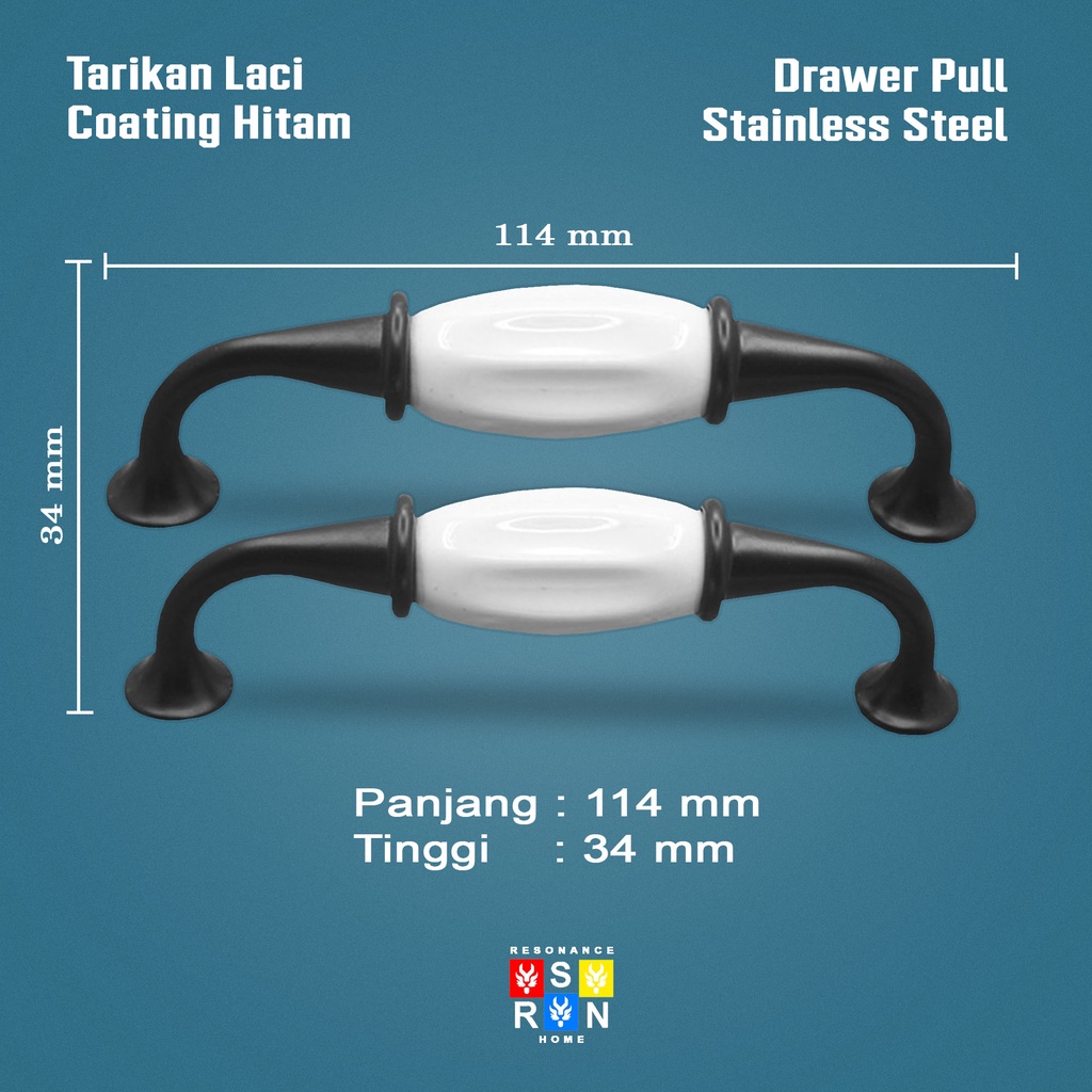 Tarikan Laci Coating Hitam 9009 / Handle Gagang Pintu Laci Lemari Resonance Home