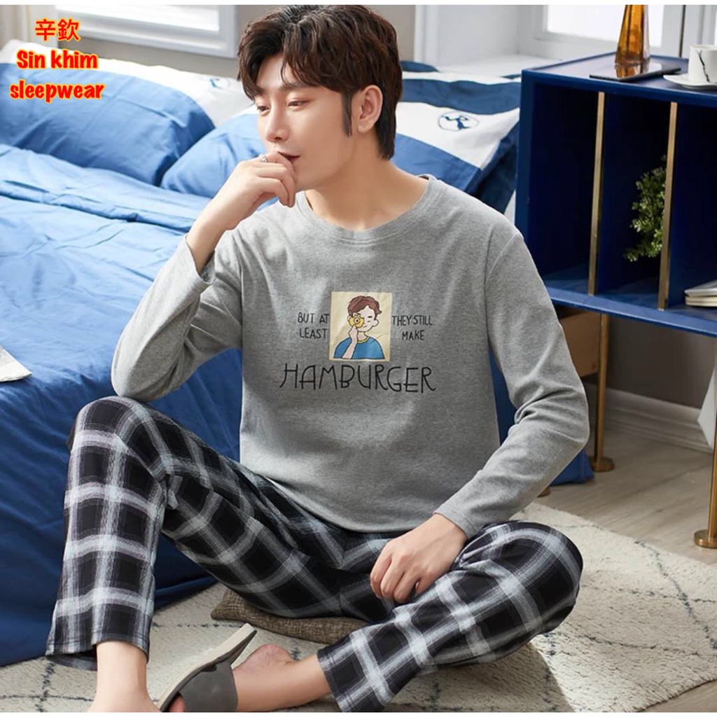 baju tidur lengan panjang pria celana panjang