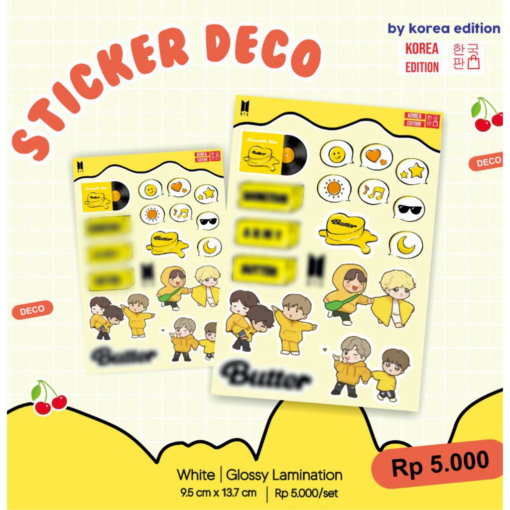 

Sticker Vynil Cutting Kpop Butter BTS Chibi Sticker Decor HP Buku Laptop Dompet