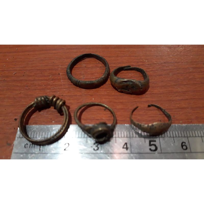 5 biji cincin majapahit kuningan temuan sungai