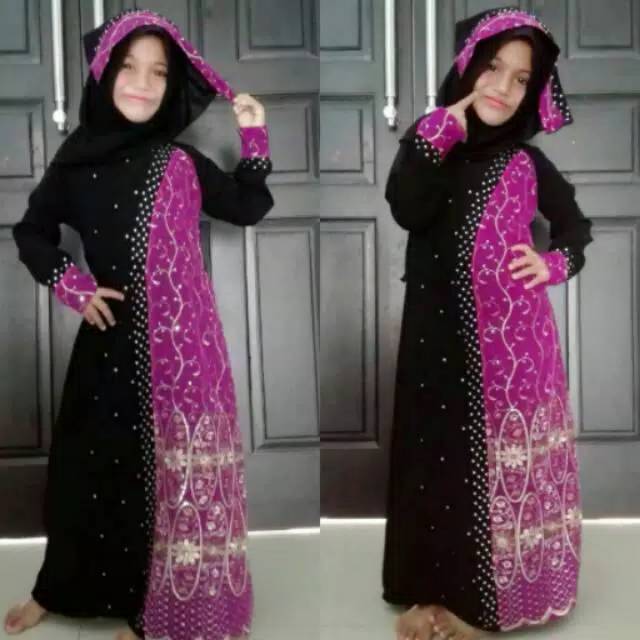 Abaya anak sari india ungu FREE PASMINA