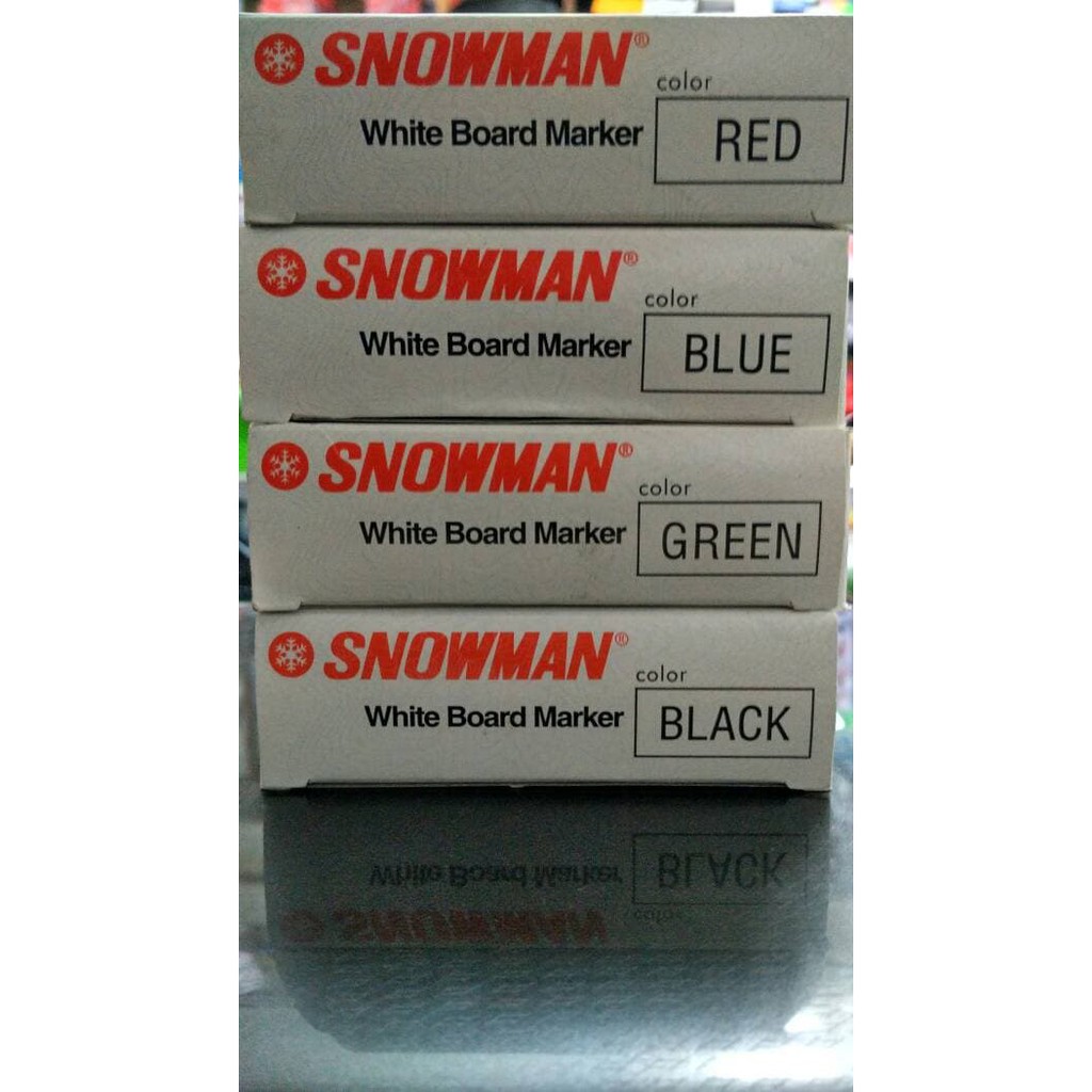 

Jual Snowman Spidol White Board Marker BG 12 Hitam Merah Biru Hijau Diskon