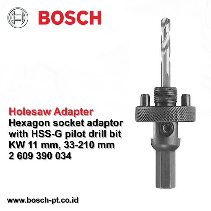 BOSCH Holesaw Adaptor Heaxagon Socket HSS-G Drill Bit Hole 32 - 210 mm (034)