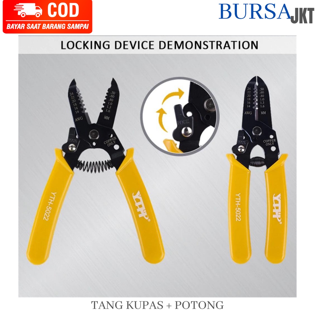 TANG KUPAS POTONG KABEL POTONG 8 INCH 200 MM WIRE STRIPPER 3IN1 SINGLE