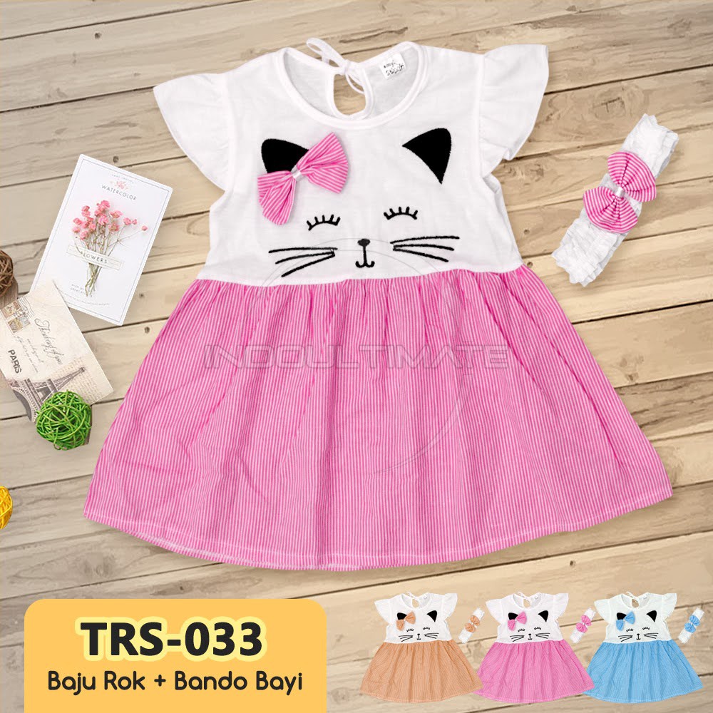 Dress Baju Bayi Perempuan + Bando Kepala BABY STAR TRS-033 Rok Bayi Perempuan Pakaian Bayi Cewek