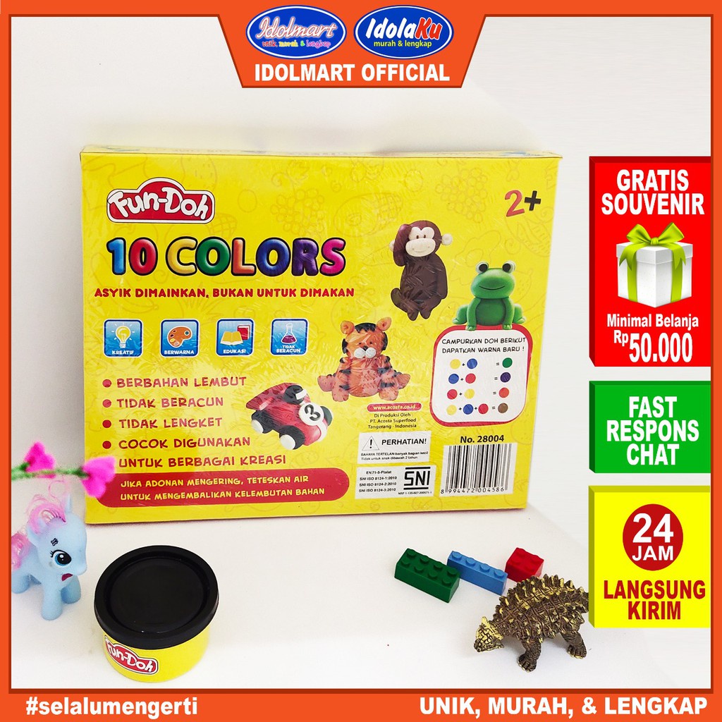 IDOLMART  Mainan Anak Fundoh mix isi 10 Lilin mainan SNI/  Fun doh Idolmart Surabaya
