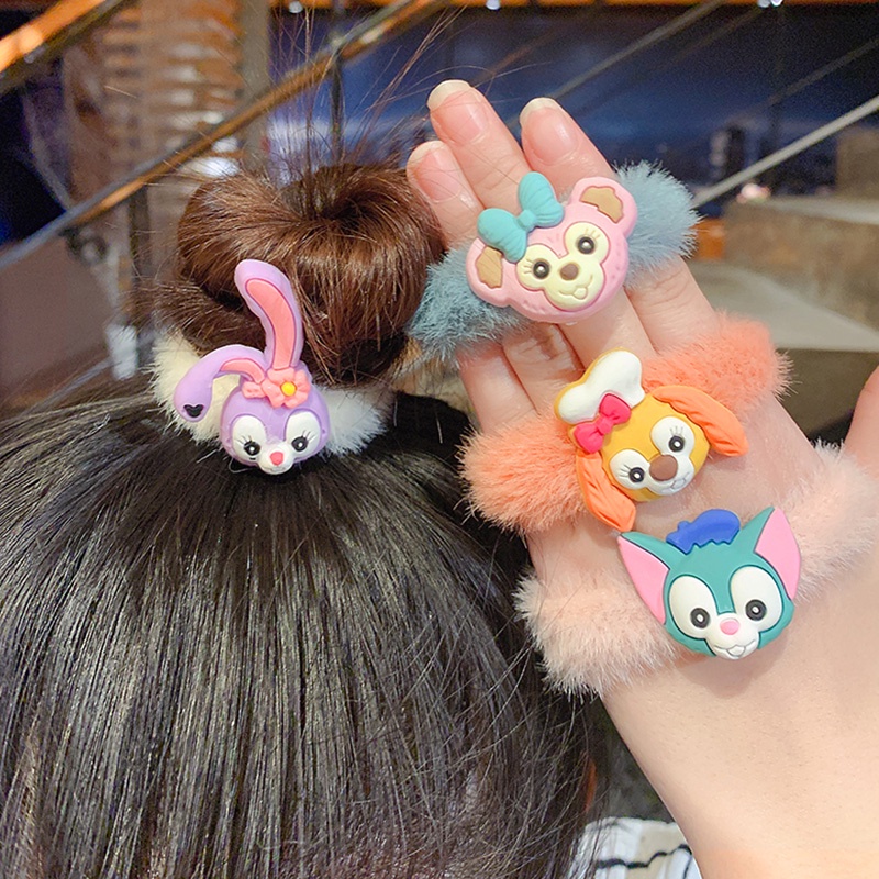 COD Jepit Rambut 1PCS  Klip Wanita Anak-anak  Korea  Bahan Plush Karet Motif Kartun Untuk Aksesoris simple murah Fashion