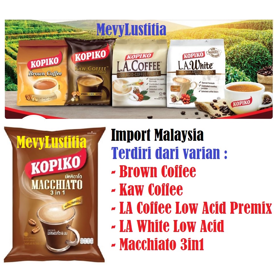 

Kopi Instant Kopiko Kaw Coffee 3in1 Brown Coffee Mix Cofeemix LA Coffee Low Acid White Premix