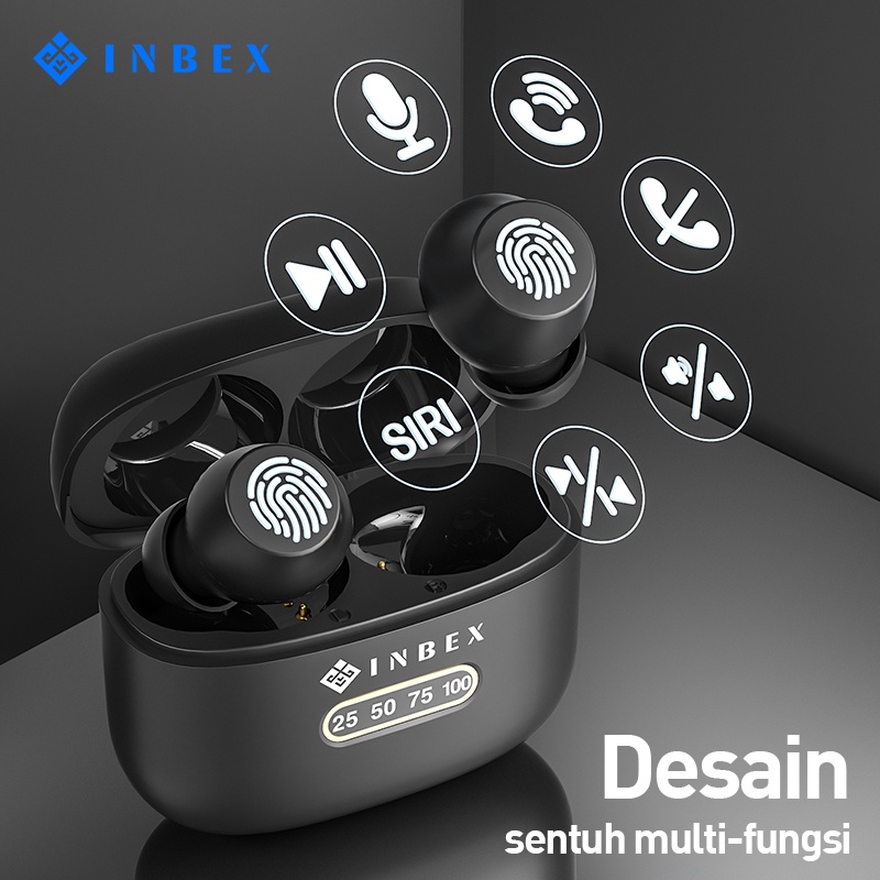 INBEX TWS Earphone Nirkabel Headset/M8 headphone Bluetooth 5.0 Touch Sensor Noise Cancelling Stereo Mini Earbuds In-ear