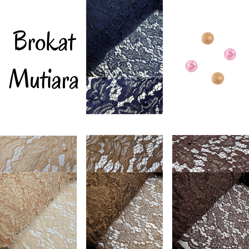 Kain Brokat Mutiara Motif Daun Abstrak (0,5M) (Dfashion)