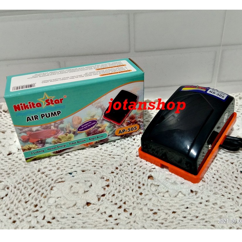 NIKITA STAR AP505 AP 505 Mesin Aerator Pompa Udara 2 Lubang lobang Aquarium Aquascape air pump