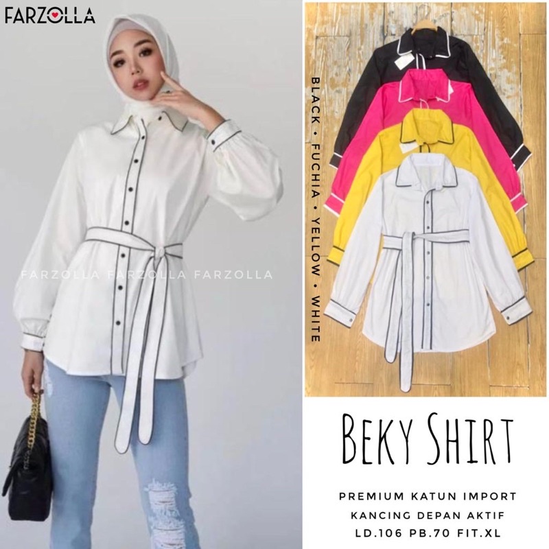 Atasan Kemeja Polos Busui Frendly Beky Shirt Original by Farzolla