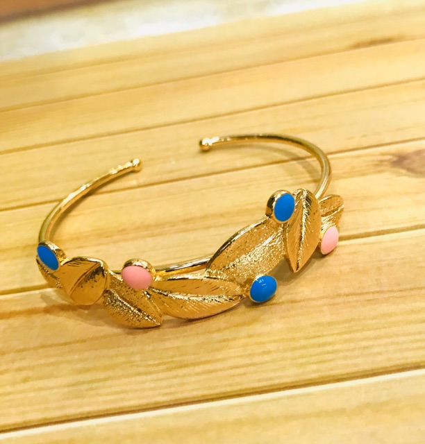 Gelang tangan wamita lapis emas motiff daun // gelang tangan replika emas // gelang tangan wanita