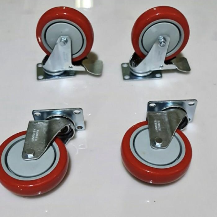 Roda Pu Ranger Germany Putat Rem/ Roda Troli 5Inch Pu