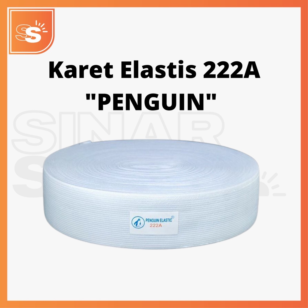 Karet Elastis Penguin 222A Ukuran 5cm Warna Putih / Hitam