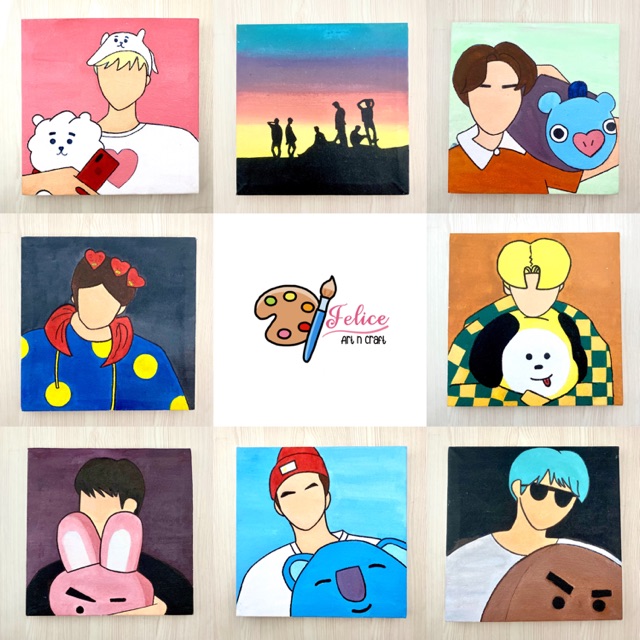 

BTS ft. BT21 Canvas Painting 20x20 cm