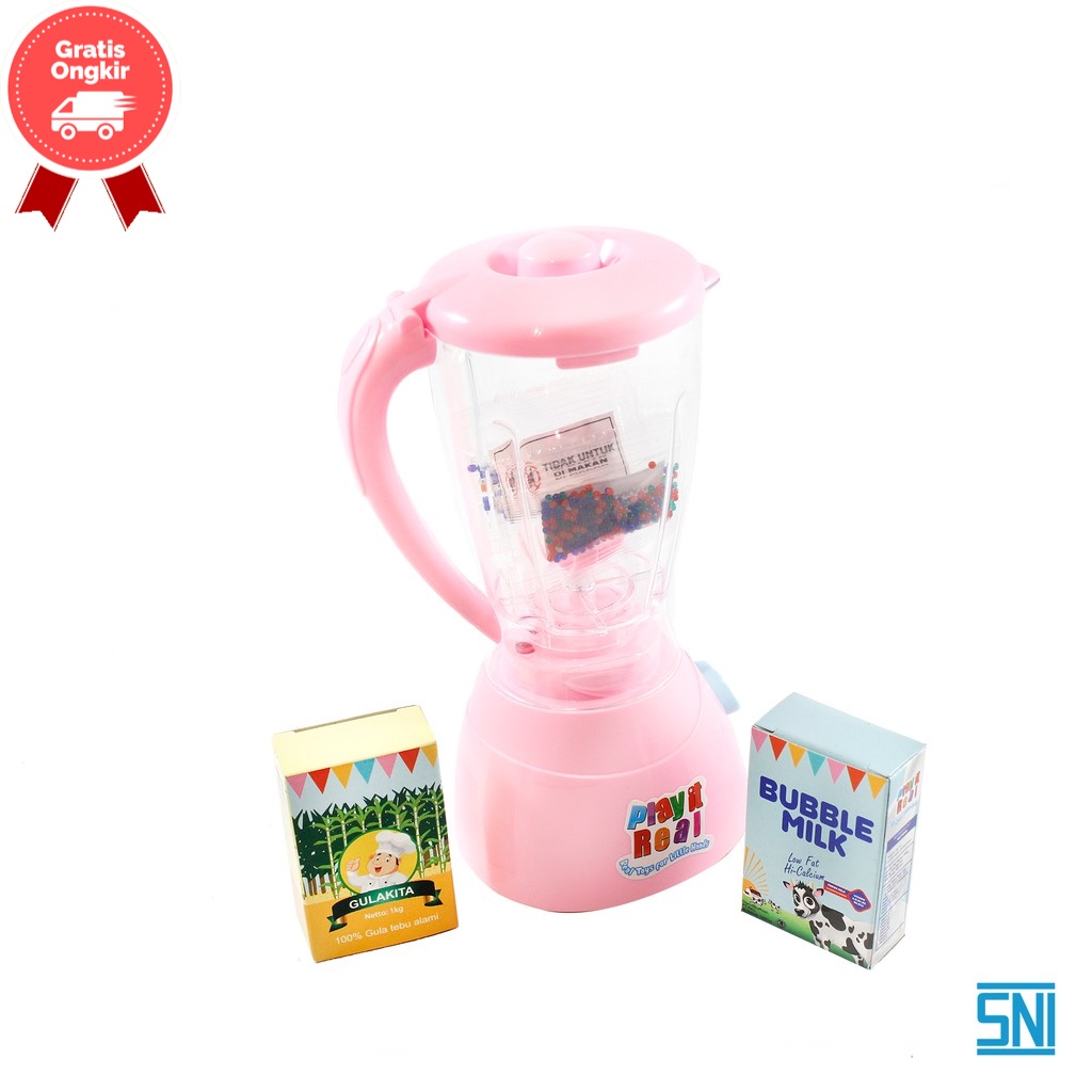 Mainan Anak Blender Mini + Bubble Boba Bisa Isi Air dan Boba Mainan PLAY IT REAL