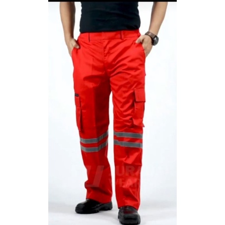 CELANA SAFETY MERAH BIRU ORANYE DONGKER ABU HITAM SCOTLIGT DOBLE