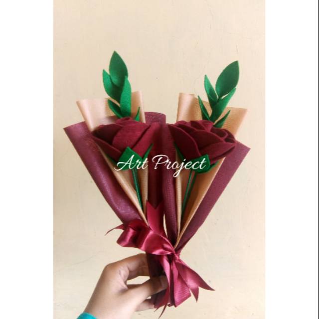 Buket bunga flanel 1 tangkai