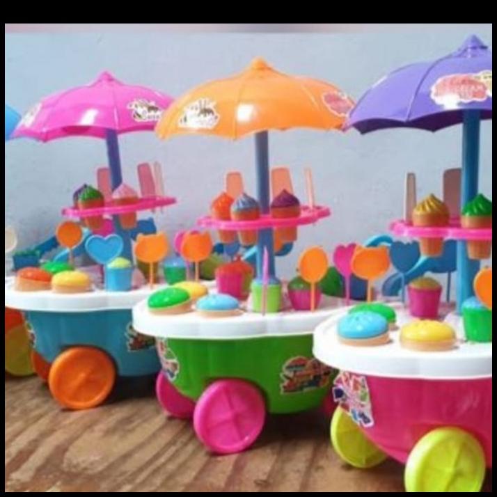 Mainan Gerobak Ice Cream/Es Krim Dorong Besar