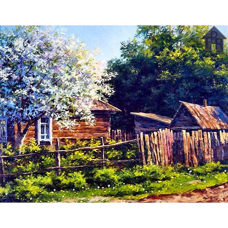 DIY - Set Melukis / painting by number kit - VILLAGE 40x50cm. part-1
