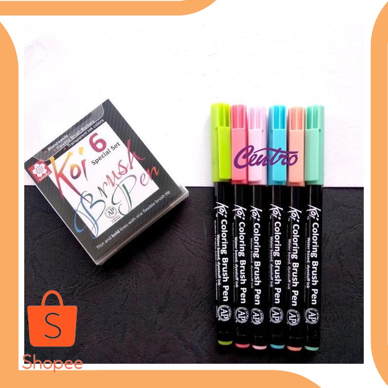 

Promo perkakas Sakura Koi Coloring Brush Pen Set 6 Color Pastel Kuas Calli Diskon