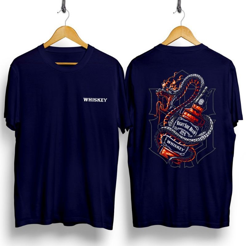 Fourfashion Kaos Pria Kaos Distro WHISKEEY DRAGON NavyBlue CN892