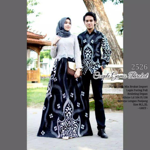 Zola_batik Couple Gamis Brokat 2526 - Kubah