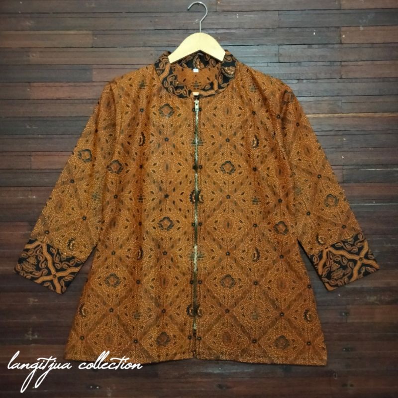 BAJU BATIK SOGAN SOLO | ATASAN BLUS BATIK WANITA BUSUI FRIENDLY