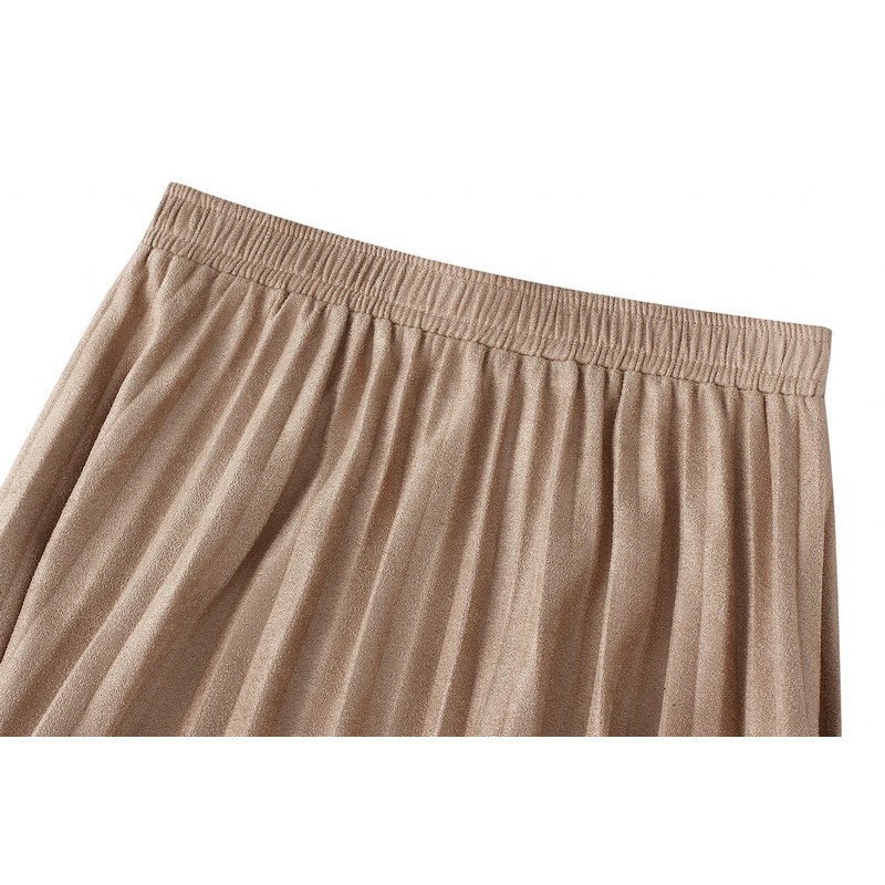 Suede Pleated 7/8 Skirt Import Premium ( Rok Plisket Suede 7/8 )