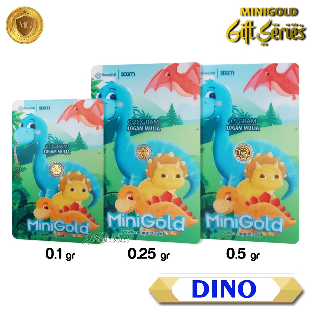 Minigold Gift Series DINO Asli Logam Mulia Emas Murni 24 Karat Gift Card Hadiah Kado Anak-Anak