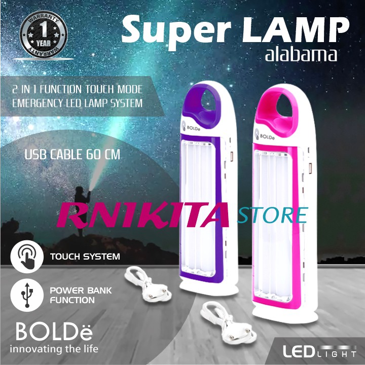 SUPER LAMP BOLDe 2 IN 1 ALABAMA - Lampu Emergency LED - USB Rechargeable