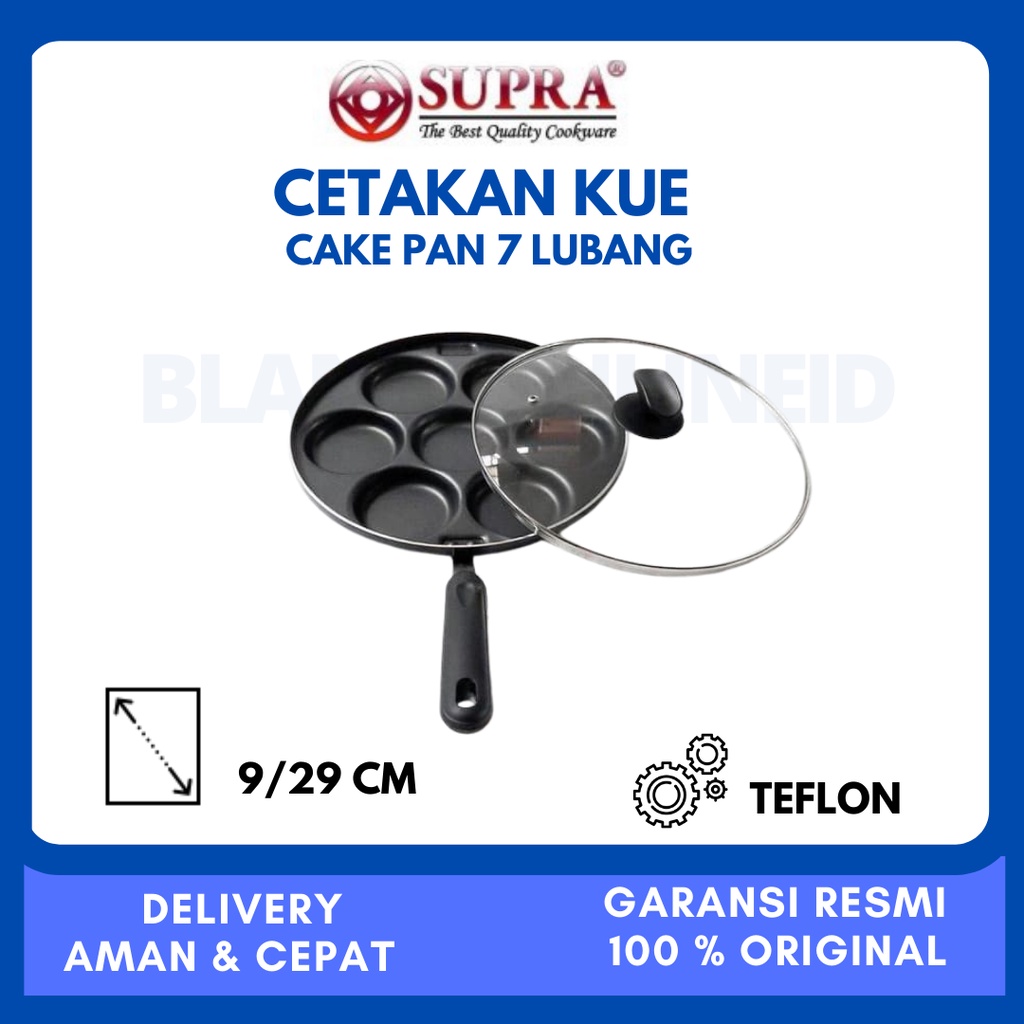SUPRA CAKE PAN  SNACK MAKER CETAKAN KUE  LUMPUR/PANCAKE/MARTABAK MINI 7 LUBANG RM-30CP TEFLON ANTI L
