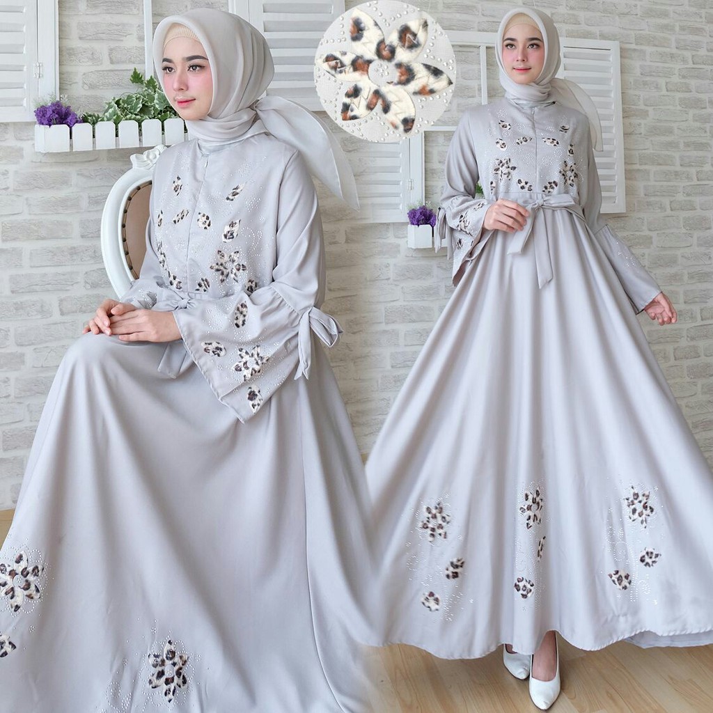 HOPYLOVY - Gamis Baloteli Maxi Dress Mote Wanita Flower