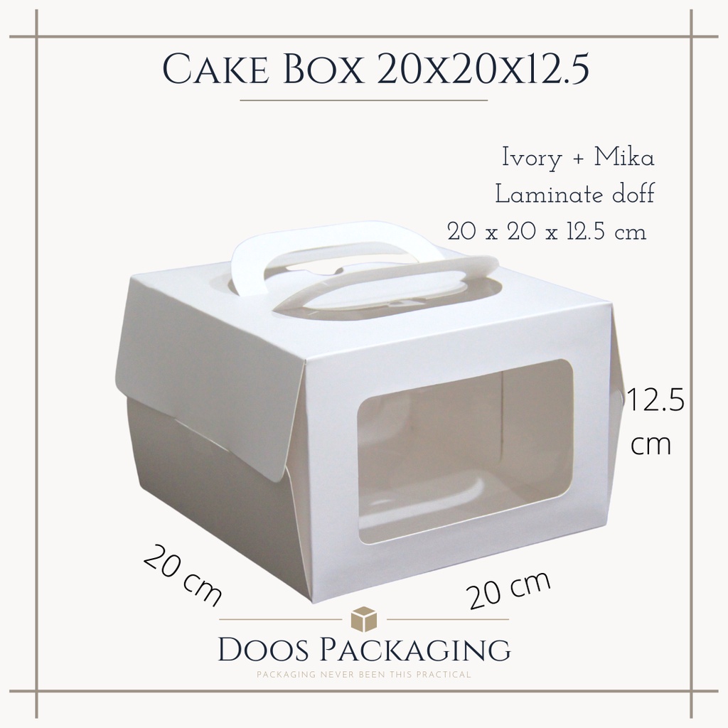 

Cake box 20 handle mika / Kotak kue / Dus kue ukuran 20x20x12.5 cm (2 PCS)