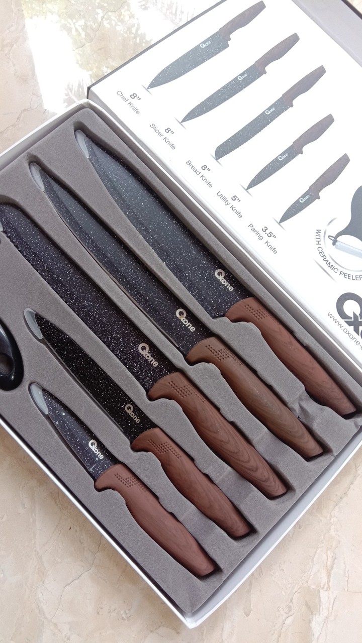 Oxone Black Marble Knife Set Ox-605 Pisau Set 100% Original
