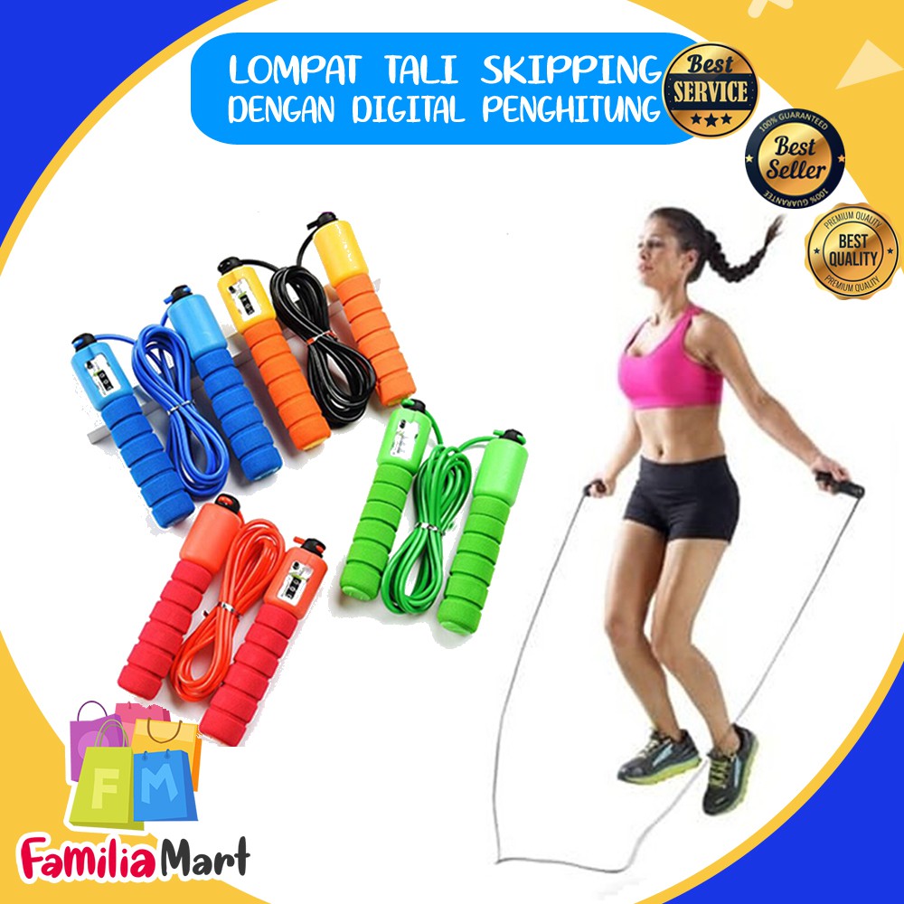 LOMPAT TALI SKIPPING SKIPING JUMP ROPE WITH SOFT HANDLE ALAT OLAHRAGA