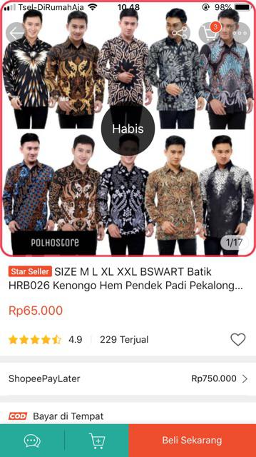 Batik Pria Kemeja Batik Lengan Panjang M L Xl Xxl Terlaris