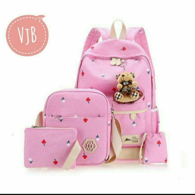 WAISTBAGS {{BISA COD}}TAS RANSEL ANAK SEKOLAH SD 3 SET BUNGA TULIP