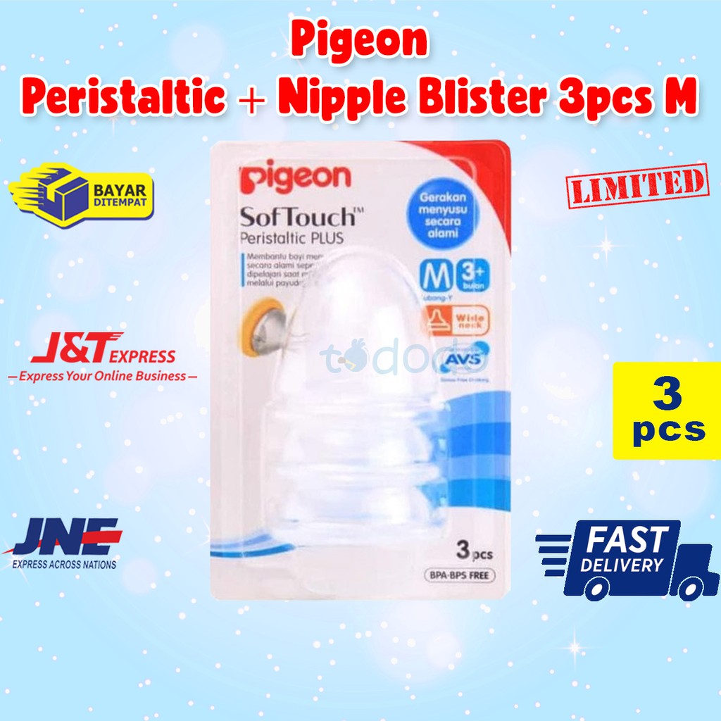 Nipple Dot Bayi Pigeon Peristaltic + Nipple Blister 3pcs M